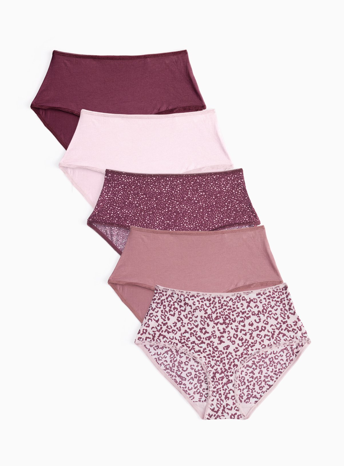 Burgundy Leopard Print Midi Briefs 5 Pack 16 - Image 1 thumbnail